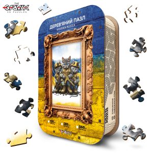 Wooden Puzzle “Armed Forces Cats” in a Gift Box